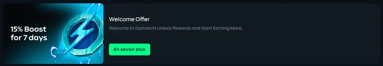 Bonus de bienvenue – offre pour la première inscription et premier dépôt